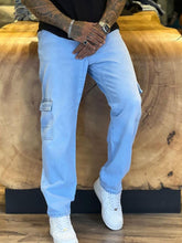 Calça Cargo Masculina Jeans Azul Claro