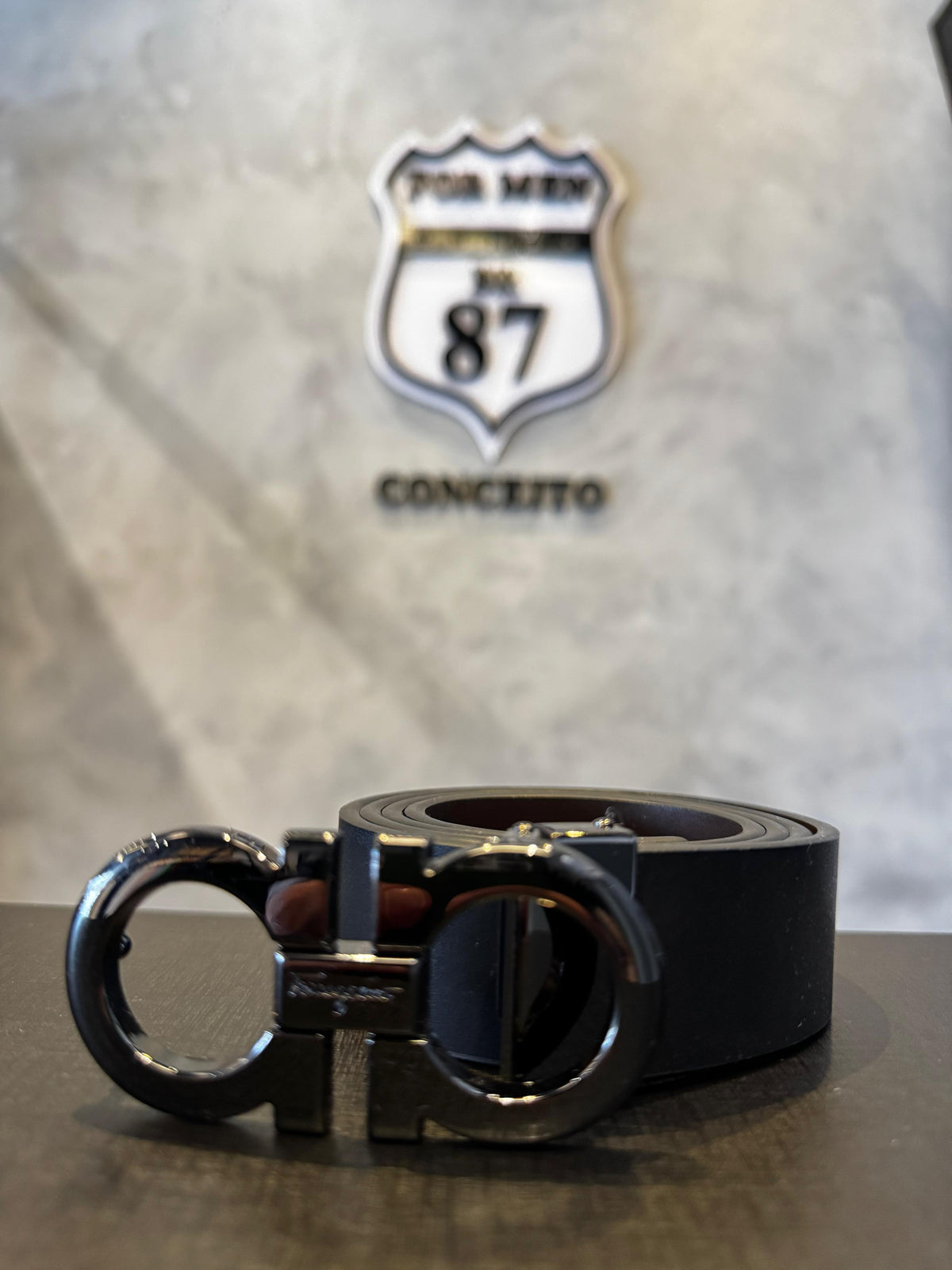 Cinto Masculino de Couro Preto Ferragamo