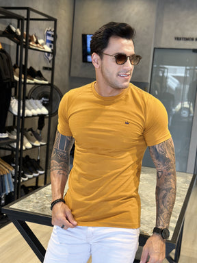 Camiseta Masculina Amarela Slim Fit